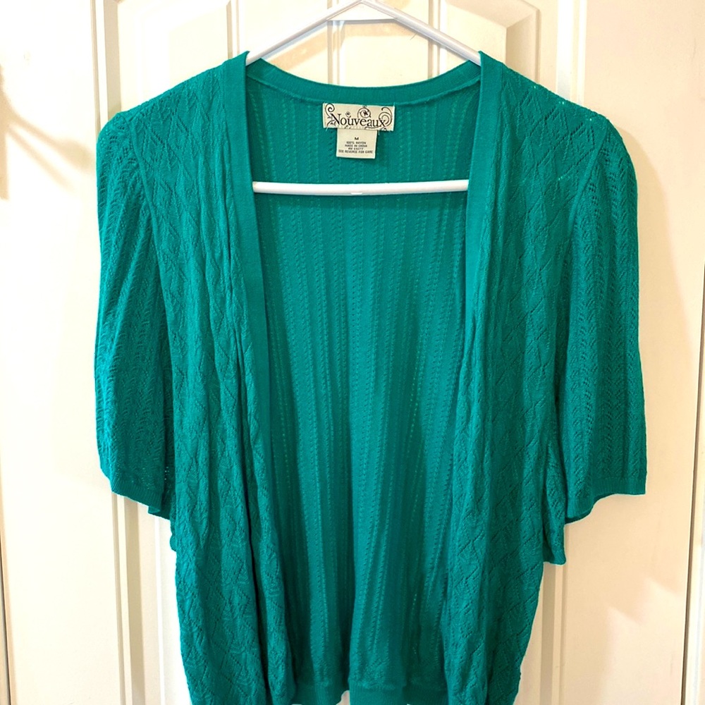 Cropped Green Cardigan
